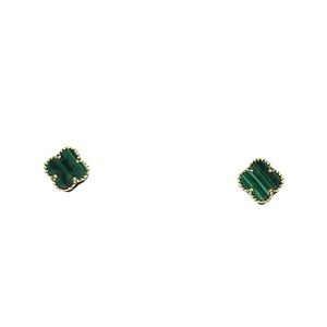 ✨ Gold Plated Malachite Clover Stud Earrings ✨